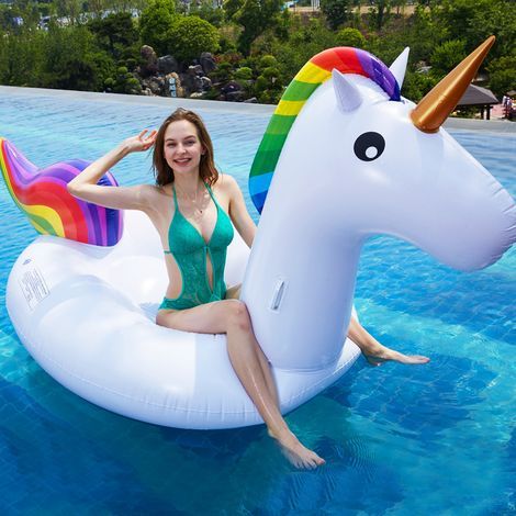Aufblasbares Einhorn-Wasserreittier, aufblasbare schwimmende Ruderliege (1/3)