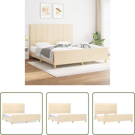 Kopfteil - Bettgestell ohne Matratze Creme 180x200 cm Stoff (1/5)