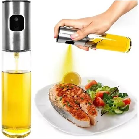 Flacon pulvérisateur rechargeable pour huile et huile d'olive, en acier inoxydable, 100 ml, pour vinaigre, salades et grillades.-AquaForge (1/5)