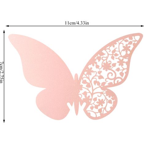 Cartes de table papillon et fleur découpées, marque-places pour banquet de mariage, cartes à insérer en papier nacré avec petites fleurs, marque-places personnalisés avec nom et date (20 pièces) (1/5)
