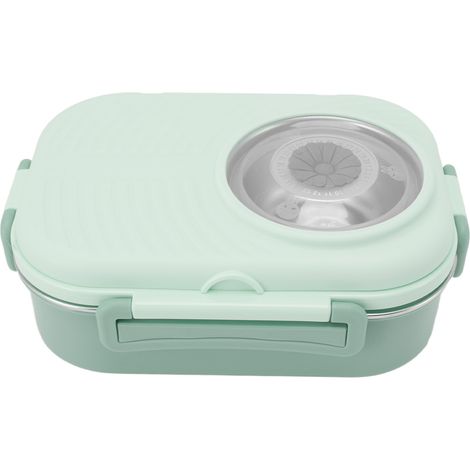1450 ml Bento-Box aus Edelstahl, isolierte Fächer, doppelwandig, grün, ideal für Studenten. (1/5)