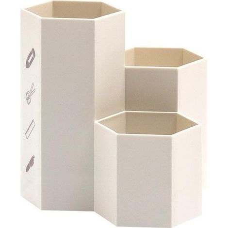 Portapenne esagonale multifunzionale, scatola portaoggetti creativa per pennelli da trucco, pennelli da pittura, penne, articoli di cancelleria, decorazione per ufficio, rosa (1/5)