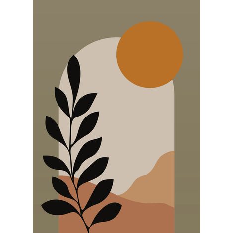 Papier peint panoramique - Feuille Boho - 130 cm x 181 cm (1/2)