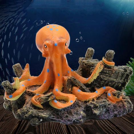 Décoration en résine pour aquarium : grotte-château pour pieuvre, betta et crevettes (1/4)