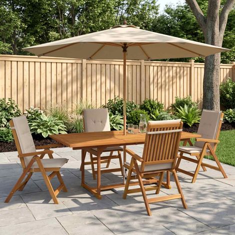 vidaXL 5-Piece Garden Dining Set Natural Solid Acacia Wood (1/5)