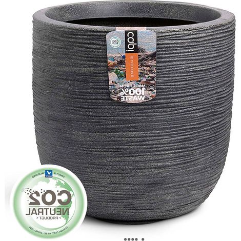 Pot eggpot élégant en matière synthétique recyclable H 34 cm D35 cm Gris anthracite - dimhaut: H 34 cm - couleur: Gris anthracite (1/3)