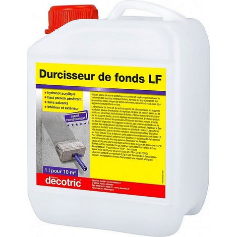 Durcisseur de fonds liquide transparent 10L – Pour béton, briques, tuiles et crépis – Renforce les fonds friables et farineux – Decotric