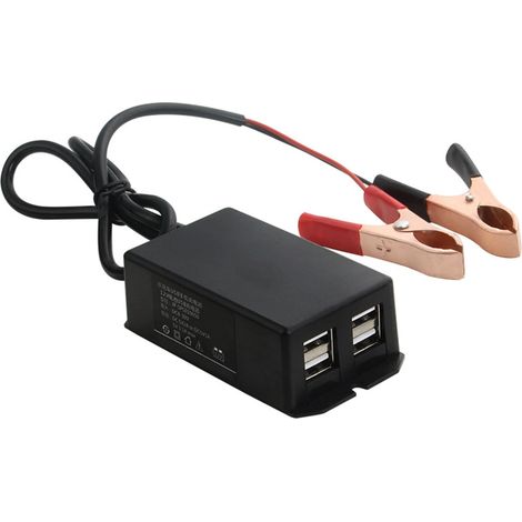 Station de charge USB pour voiture avec pince pour batterie, chargeur à 4 ports USB pour téléphone et PC