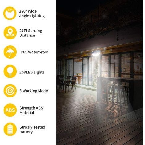 Packung mit 228 LED-Solar-Sicherheitsleuchten für den Außenbereich, wasserdicht, mit Stromanschluss für Wand, Terrasse, Hof, Garage (Kaltweiß) (1/4)