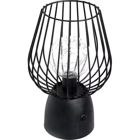 Lampe de chevet vintage en métal noir avec ampoule à piles, lampe de table sans fil pour chambre à coucher, salon (SKU produit : 95197519 SKU Offre : lehuamwj701) (1/4)
