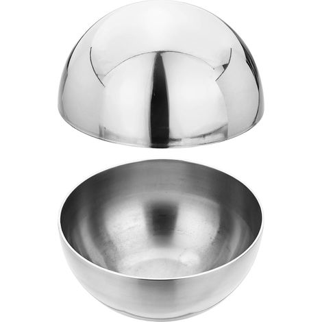 2Pcs Demi-Sphères Creuses en Acier Inoxydable, 61mm(2.4") Dia. Boules De Décoration Chapeaux De Rampe Creux Poli Miroir pour Balustrade D'Escalier Maison Extérieure