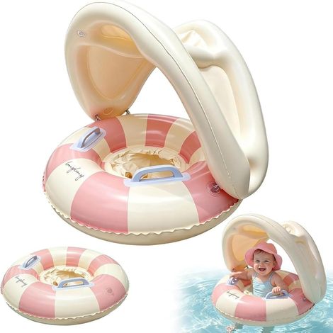 Bouée gonflable pour bébé avec siège, housse amovible et poignée, adaptée aux enfants de 3 à 36 mois.-AquaForge