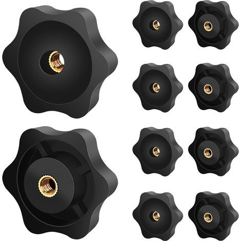 Packung mit 10 M5-Sternmuttern – Außendurchmesser: 32 mm – Schwarz – Sternförmig – Messing-Innengewinde – Für Maschinen und Anlagen, Möbel, Werkzeugmaschinen (1/5)