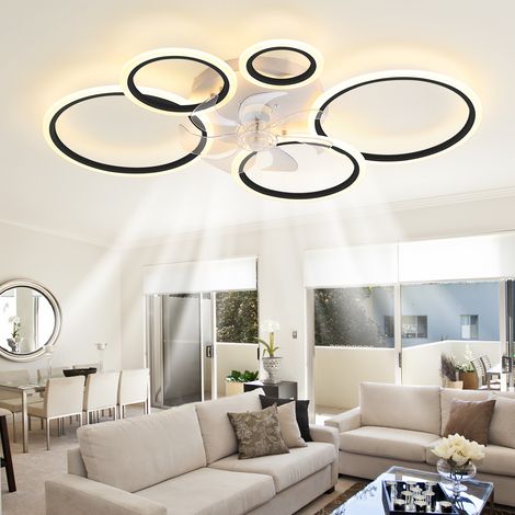 Ganeed Modern Ceiling Light, 39'' Dimmable LED Black Flush Mount Ceiling Lights with Remote Acrylic Round Ceiling Lamp Fixture for Low Ceiling Bedroom Living Room Dining Room, 88W (1/5)
