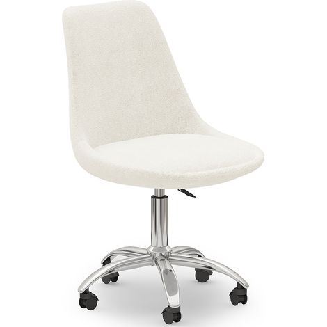 Sedia da Scrivania con Ruote - Bouclé Bianco - Tulip Bianco