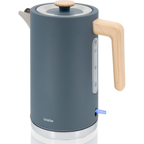 Briebe KT1165GRY Nordic Hervidor Agua Eléctrico 1,7L Inalámbrico Ebullición Rápida, Libre de BPA, Base de 360° 2200W Gris