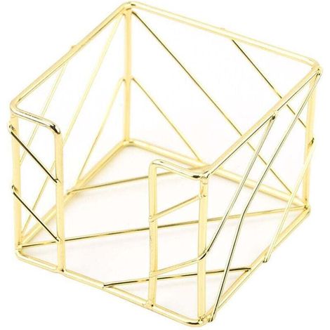 Organiseur de notes adhésives - Étagère de rangement - Étagère de rangement en métal - Boîte à notes ajourée créative - Accessoires de rangement de bureau - Porte-Post-it - Doré (1/4)