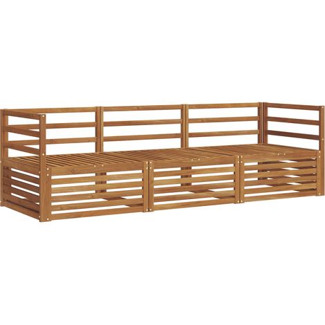 Outdoor Sofa Set 3 pcs Natural Solid Acacia Wood vidaXL