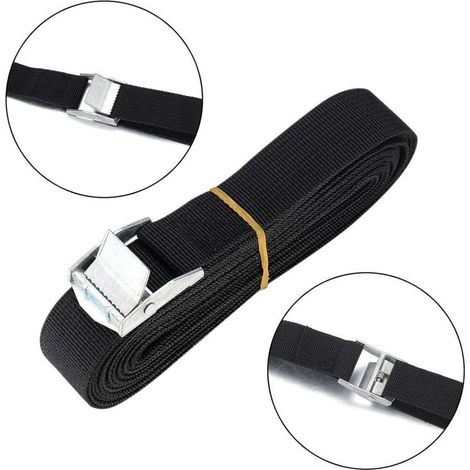 Sangles d'arrimage à cliquet 5 m x 20 mm – Lot de 4 pièces – Boucles en métal pour fixation moto/voiture/remorque – Résistantes à l'usure - Bagag-5