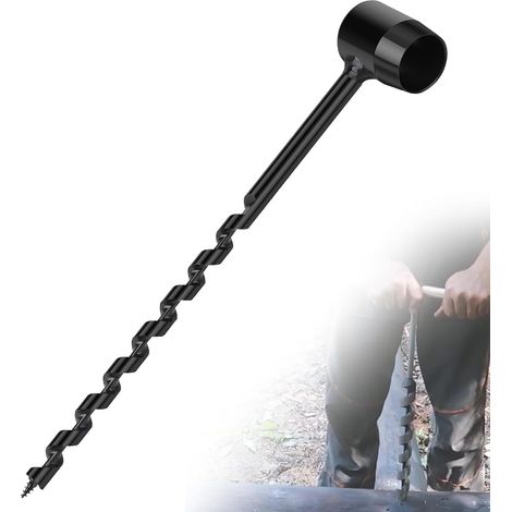 Manual Wood Auger φ10 × 230 mm, Hand Drill Bushcraft Carbon Steel Versatile Outdoor Adventure Camping (1/5)