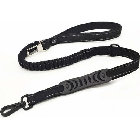 Laisse Chien Anti Traction Laisse de Sécurité Voiture pour Chien Petit Moyen Gros en Nylon Solide Réfléchissante(110CM Noir) (1/5)