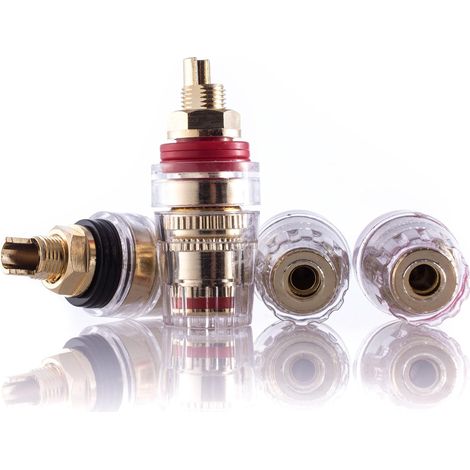 Lot de 4 bornes audio plaquées or 24 carats pour haut-parleur, fiches banane, à souder, 4 mm