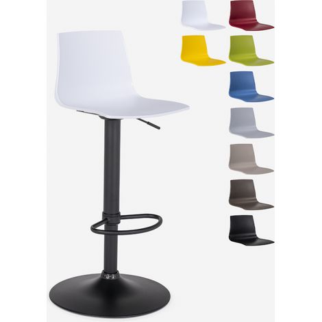 Sgabello cucina bar design base nero opaco regolabile Grand Soleil Imola Matt - Bianco (1/5)