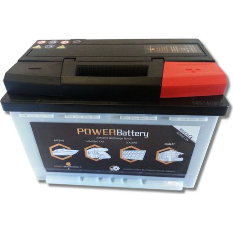Power Battery – Batterie décharge lente 12V 100Ah – Plomb Calcium – Entretien réduit – Pour énergie solaire et éolienne – Longueur 278mm – Hauteur 190mm