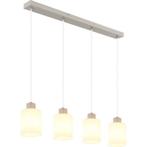 Hängeleuchte Pendelleuchte Esszimmerlampe sandfarben 4xE27 Glas opal L 70 cm (1/5)