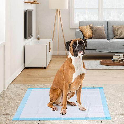 Tapis d'éducation pour chien blancs 100 pièces en non-tissé avec couche absorbante et film imperméable pour maison et appartement (1/5)