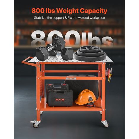 Table de Soudure 1016x609,6 mm Établi de Soudage Mobile Acier Capacité de Charge Statique 363 kg, 4 Roues, Panneau de Rangement, Tr… (1/5)