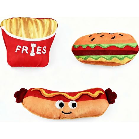 Jouets pour Chats "Fast-Food" : Burger, Frites & Saucisse Remplis de Cataire & Effet Crépitant (1/5)