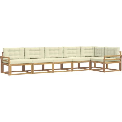 Conjunto de sofás de exterior 4 pcs Blanco y Crema Poliéster vidaXL (1/5)