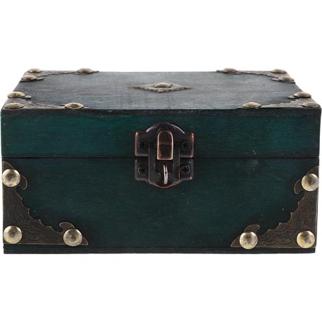 Coffre Trésor Polyvalent en Bois Boîte à Bijoux Serrure Vintage Rétro pour Organiser Documents et Accessoires, Design Antique et Décoratif Femme (1/5)