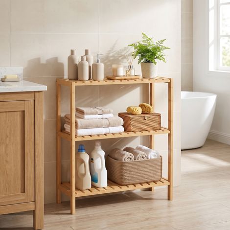 Étagère de Rangement, Meuble à Chaussures à 3 Niveaux, Support pour Plantes, Multifonction, pour Entrée, Salle de Bain, Balcon, Cuisine, Naturel (1/5)