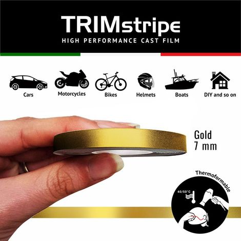 Trim Stripe Strisce Adesive per Auto, Oro - Dimensione: 7 MM X 10 MT