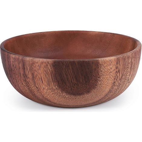 Handgefertigte runde Schale aus massivem Naturholz, Essschale, hochwertiges Küchenutensil aus Holz, 20 x 7,5 cm (1/5)
