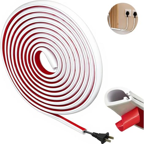 Goulotte Adhesive Cable 2.5mx7mm, 1pcs Baguette Cache Cable Blanche  Ouverture Latérale, Cache-câbles PVC Mini-goulotte à Fixer au Mur pour le Bureau ou la Maison (1/5)