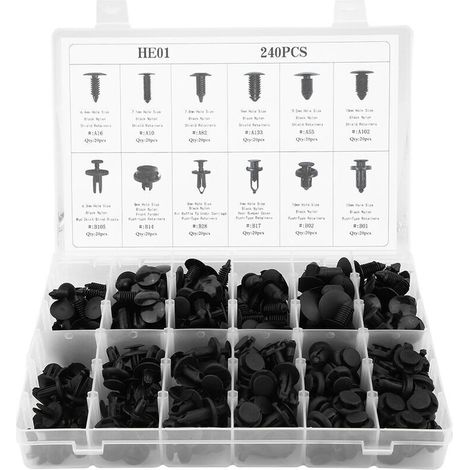 Push Pin Trim, 240pcs Car Body Pin Push Rivet Bumper Retainer Clips Car Plastic Rivets Fasteners Push Retainer Kit for Door Trim Panel Fender (1/4)