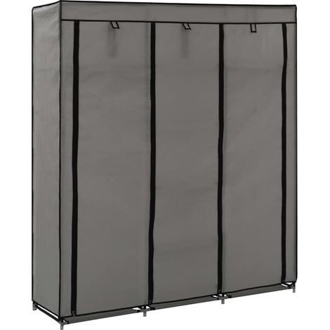 vidaXL Wardrobe with Compartments and Rods Grey 150x45x175 cm Fabric (1/5)
