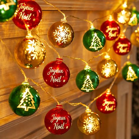 Guirlande LED Déco Boules de Noël 2 m 10 LED USB Lumière Fixe 5V 17 × 9 × 10 cm 80 g – Livraison gratuite