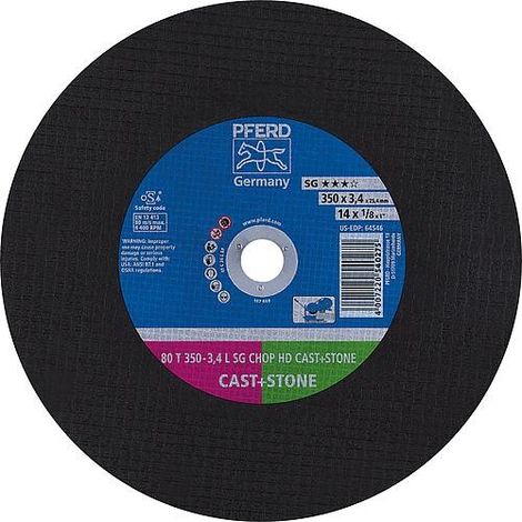 Disque de découpage PFERD Ø 350 x 3,4 x 25,4mm, pour alu fonte, pierre, plastique