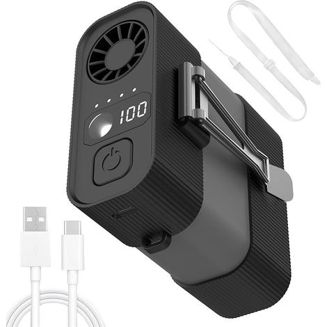 Ventilateur de poche portable à 4 vitesses, dispositif de refroidissement à clipser, ventilateur portable rechargeable par USB pour dessous de t-shirt, ceinture, taille, ventilateur d'extérieur (1/5)