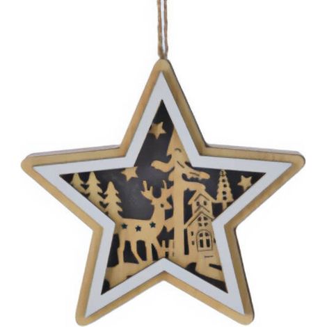 Holz-Weihnachtsdekoration zum Aufhängen, 12 cm