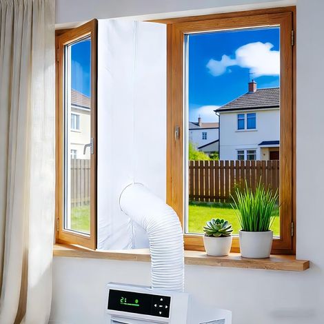 HOXILEELEO - Kit Calfeutrage Climatiseur, Joint de Fenetre Universel pour Climatiseur Mobile et Sèche-Linge, Tissu Hot Air Stop, Isolant Anti-Fuite d’Air Froid, Installation Facile (400CM) (1/5)