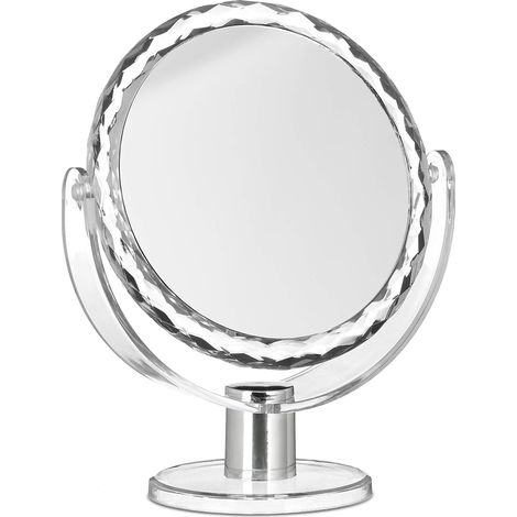 Espejo de maquillaje redondo, giratorio y de pie, de doble cara, ideal para el cuidado facial diario y transparente. (1/5)