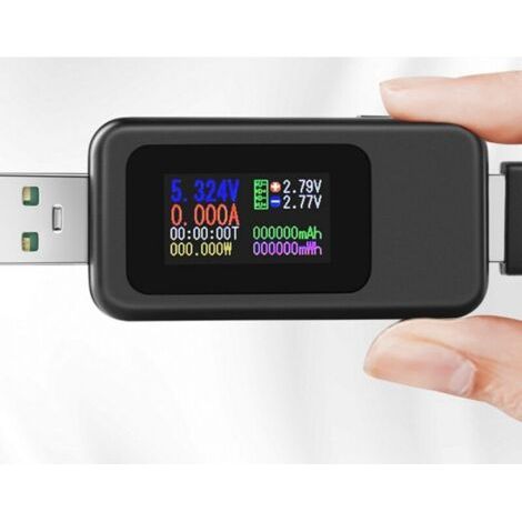 USB C Tester de Tension de Courant Multimètre Numérique LCD USB Compteur Voltmètre Ampèremètre Capacité Alimentation Chargeur Détecteur (1/5)