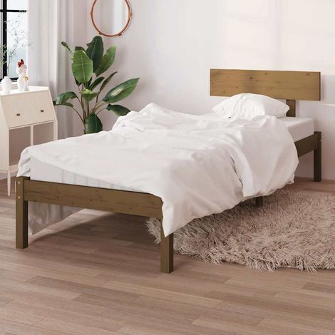 vidaXL Estructura cama individual sin colchón madera pino marrón miel (1/5)