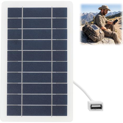 Tragbares 2-W-Solarpanel mit 5-V-USB-Anschluss, Solarladegerät für Mobiltelefone, externer Akku, ideal zum Wandern, Campen und für Outdoor-Aktivitäten, stabiler Epoxidrahmen (1/5)