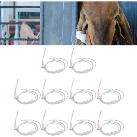 Set Veterinär-Infusionsschlauch aus Kunststoff und Edelstahl, Einweg, staubdicht, hygienisch, für Tiere, Tropfschlauch Größe 16, 10 Stück (1/5)